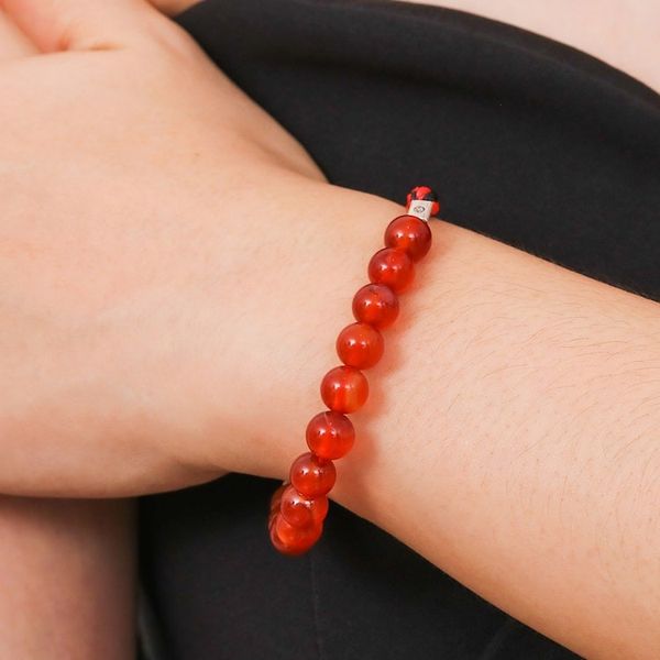 Alternate image for Carnelian Beaded Stretch Bracelet in Red and Black Fearless Journey