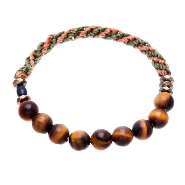 Alternate image for Multi-Gemstone Beaded Stretch Bracelet in Brown and Green Earth Journey