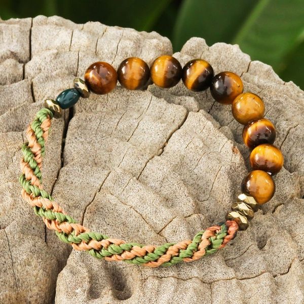 Alternate image for Multi-Gemstone Beaded Stretch Bracelet in Brown and Green Earth Journey