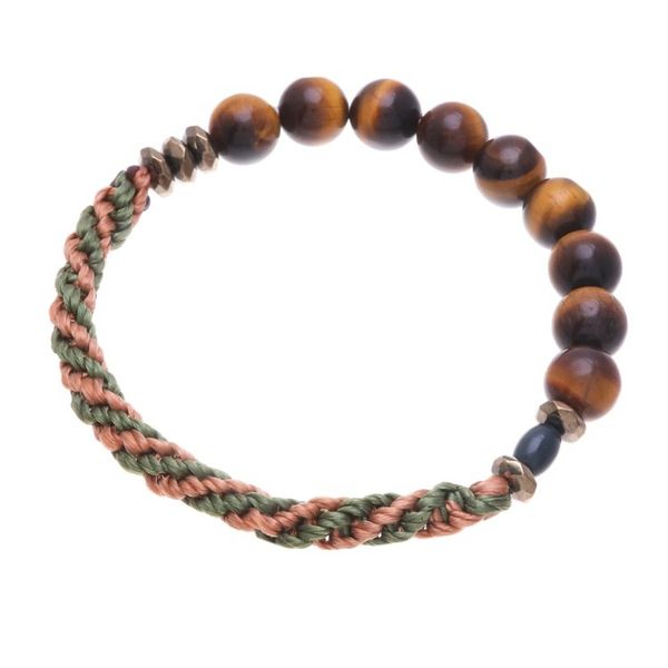 Alternate image for Multi-Gemstone Beaded Stretch Bracelet in Brown and Green Earth Journey