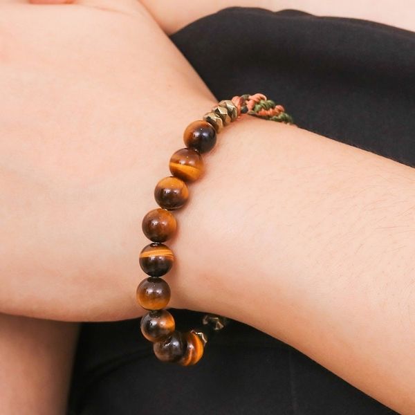 Alternate image for Multi-Gemstone Beaded Stretch Bracelet in Brown and Green Earth Journey