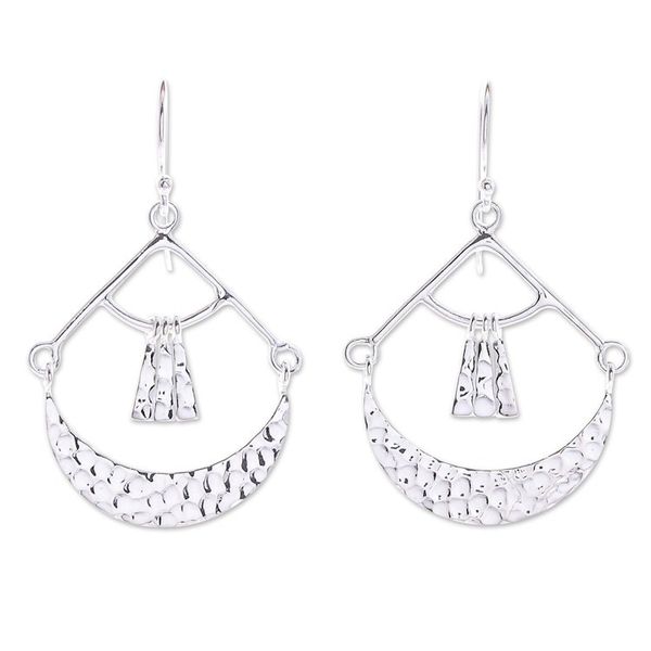 Alternate image for Sterling Silver Dangle Earrings with Hammered Finish Swinging Party