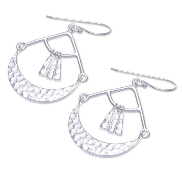 Alternate image for Sterling Silver Dangle Earrings with Hammered Finish Swinging Party