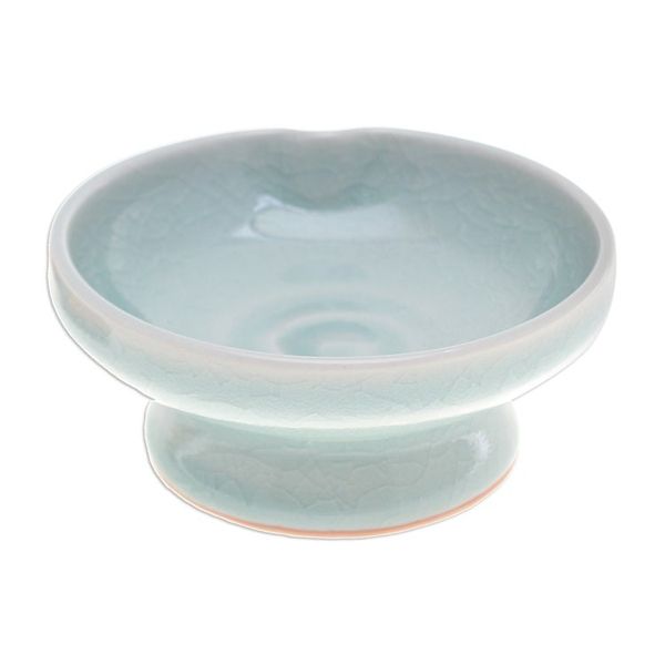 Alternate image for Green Celadon Ceramic Footed Plate Handmade in Thailand Chic and Versatile