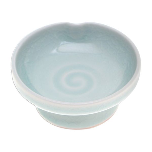 Alternate image for Green Celadon Ceramic Footed Plate Handmade in Thailand Chic and Versatile