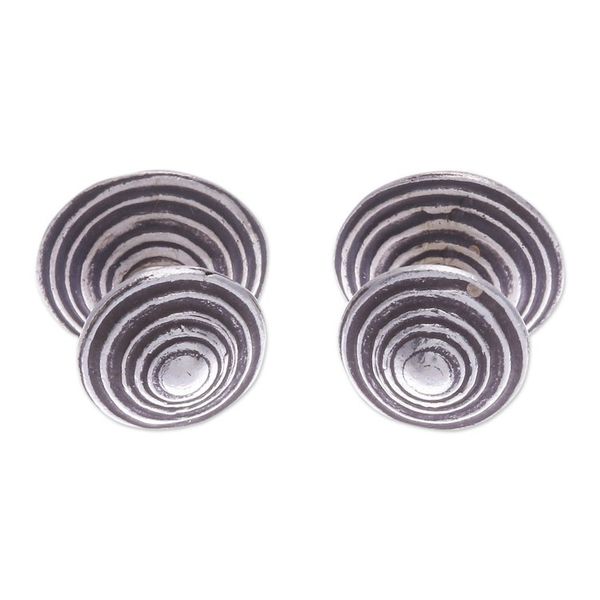 Alternate image for Polished Round Silver Button Earrings Crafted in Thailand Hypnotically Radiant