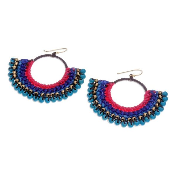 Alternate image for Blue Macrame Dangle Earrings with Turquoise Magnesite Beads Oceanic Nimbus