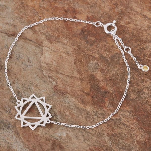 Alternate image for Cubic Zirconia Pendant Bracelet with Chakra Motif Solar Chakra Spin