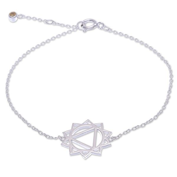 Alternate image for Cubic Zirconia Pendant Bracelet with Chakra Motif Solar Chakra Spin