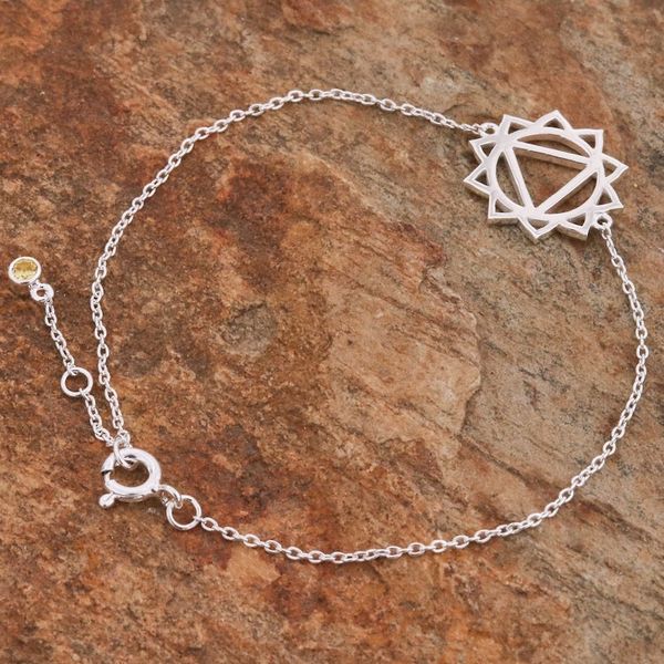 Alternate image for Cubic Zirconia Pendant Bracelet with Chakra Motif Solar Chakra Spin