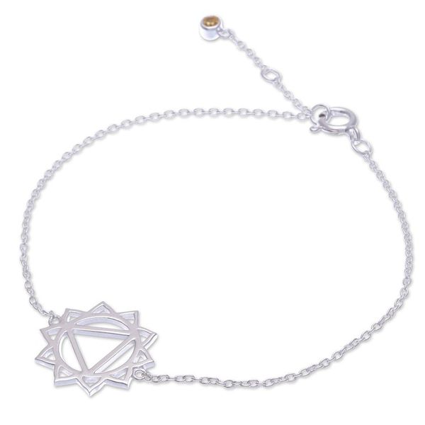 Alternate image for Cubic Zirconia Pendant Bracelet with Chakra Motif Solar Chakra Spin