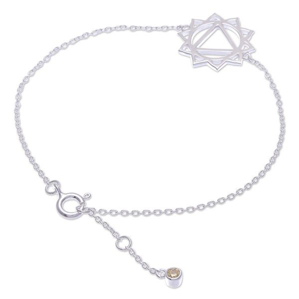 Alternate image for Cubic Zirconia Pendant Bracelet with Chakra Motif Solar Chakra Spin