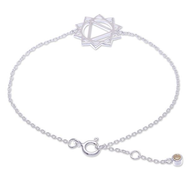 Alternate image for Cubic Zirconia Pendant Bracelet with Chakra Motif Solar Chakra Spin