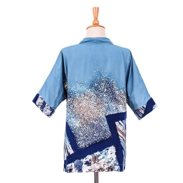 Alternate image for Hand Made Batik Cotton Buttoned Blouse Artist on Holiday
