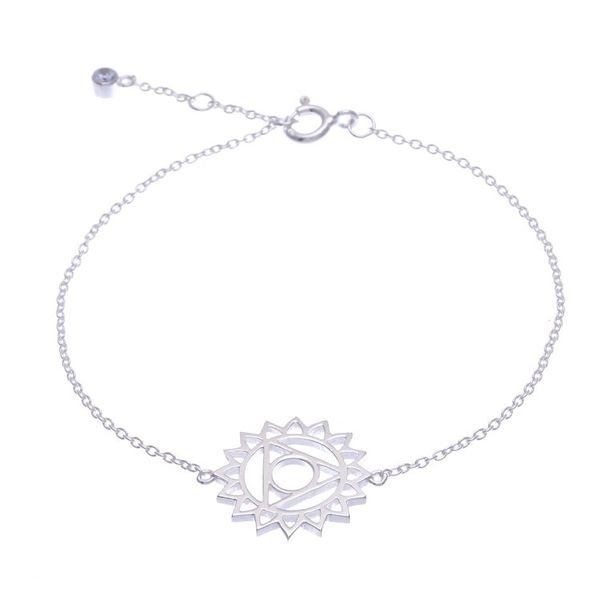 Alternate image for Sterling Silver Pendant Bracelet with Blue Cubic Zirconia Blue Throat Chakra