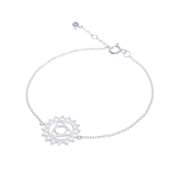 Alternate image for Sterling Silver Pendant Bracelet with Blue Cubic Zirconia Blue Throat Chakra