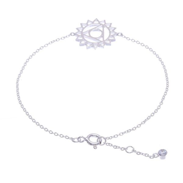 Alternate image for Sterling Silver Pendant Bracelet with Blue Cubic Zirconia Blue Throat Chakra