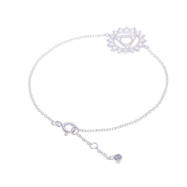 Alternate image for Sterling Silver Pendant Bracelet with Blue Cubic Zirconia Blue Throat Chakra