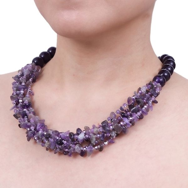 Alternate image for Purple-Toned Amethyst and Chalcedony Beaded Strand Necklace Wise Jewels