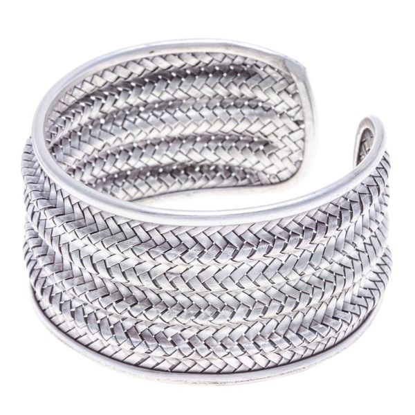 Alternate image for Silver Cuff Bracelet with Basketweave Pattern from Thailand Mansion Memories