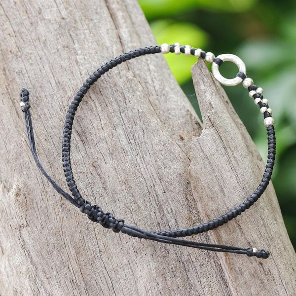 Alternate image for Handcrafted Silver Pendant Bracelet with Braided Design Modern Ancestry