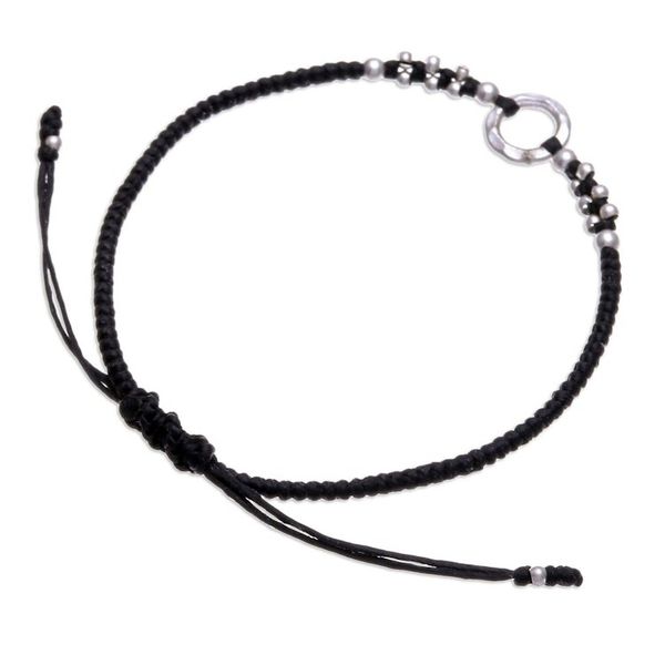 Alternate image for Handcrafted Silver Pendant Bracelet with Braided Design Modern Ancestry