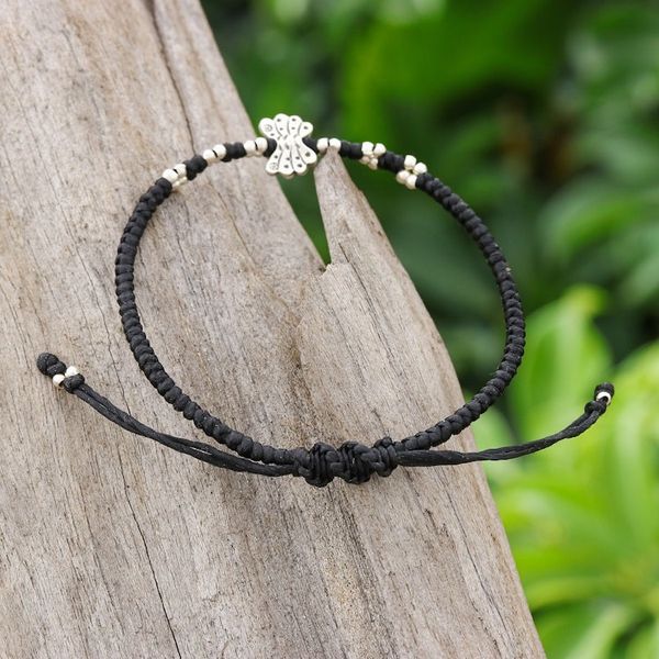 Alternate image for Thai Hand-braided 950 Silver Butterfly Pendant Bracelet Charming Butterfly