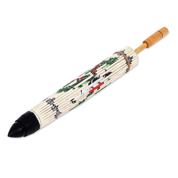 Alternate image for Hand-Painted White Crane Motif Saa Paper Decorative Parasol Morning Cranes