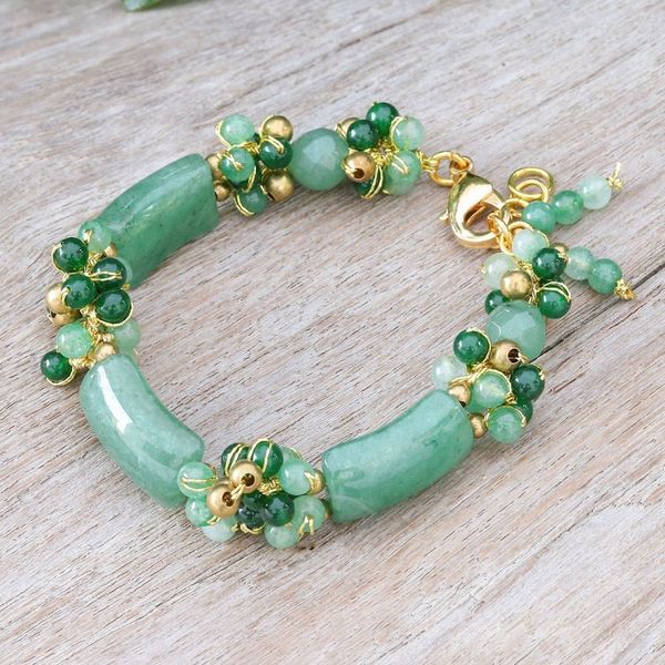 Alternate image for Aventurine Quartz Beaded Bracelet with Gold Filled Accents Green Touch