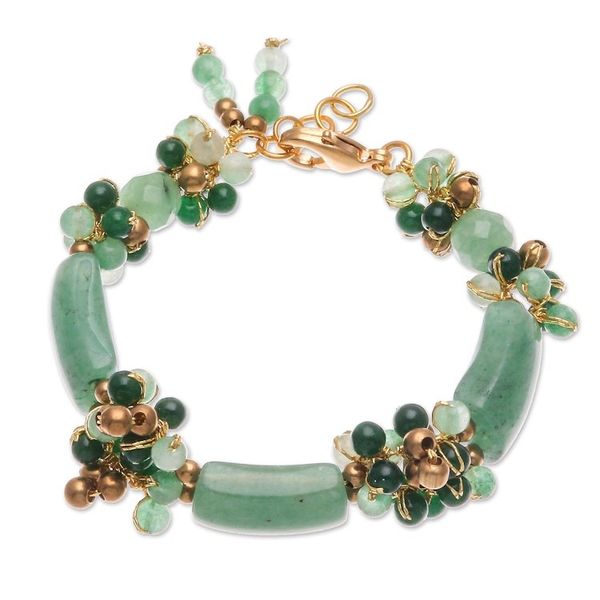 Alternate image for Aventurine Quartz Beaded Bracelet with Gold Filled Accents Green Touch