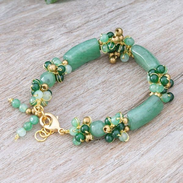 Alternate image for Aventurine Quartz Beaded Bracelet with Gold Filled Accents Green Touch