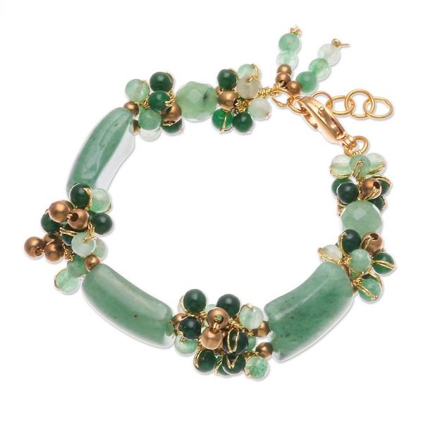 Alternate image for Aventurine Quartz Beaded Bracelet with Gold Filled Accents Green Touch