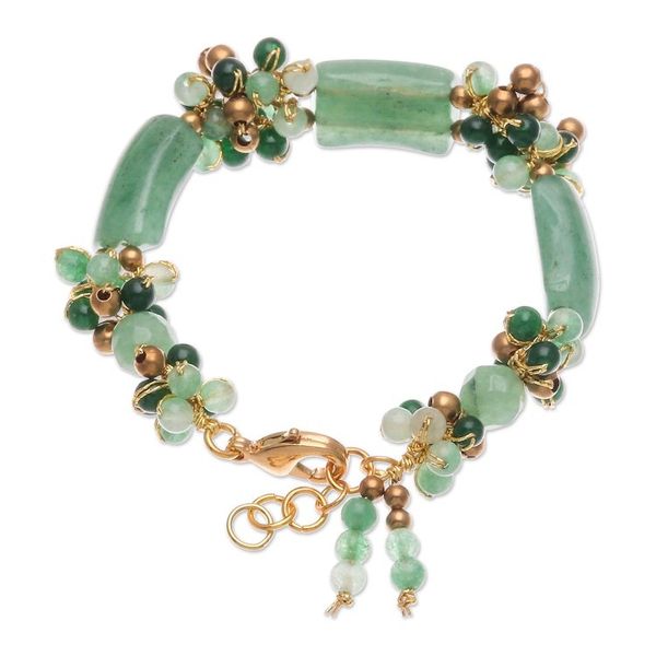 Alternate image for Aventurine Quartz Beaded Bracelet with Gold Filled Accents Green Touch