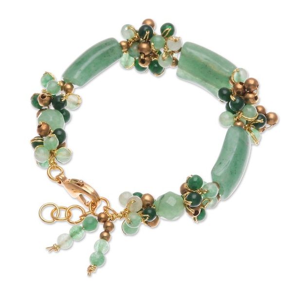 Alternate image for Aventurine Quartz Beaded Bracelet with Gold Filled Accents Green Touch