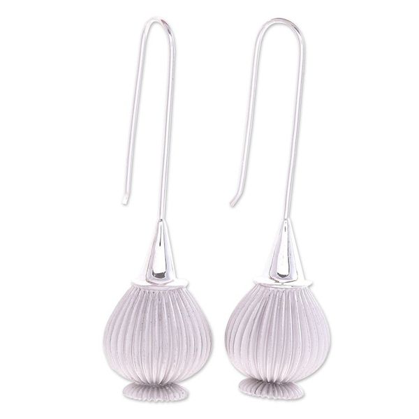 Alternate image for Hand Made Rhodium-Plated Drop Earrings Near Dawn