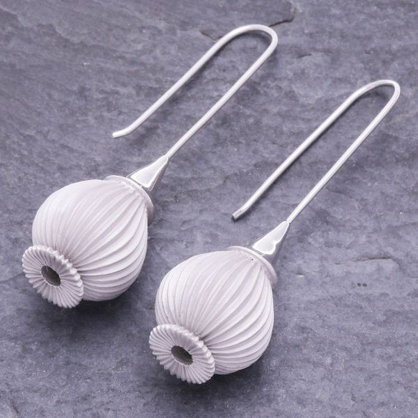 Alternate image for Hand Made Rhodium-Plated Drop Earrings Near Dawn