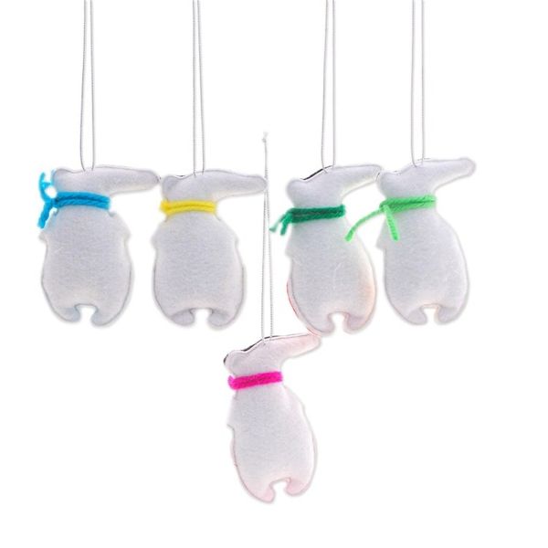 Alternate image for Set of 5 Handcrafted Multicolor Felt Anteater Ornaments Anteater Festival