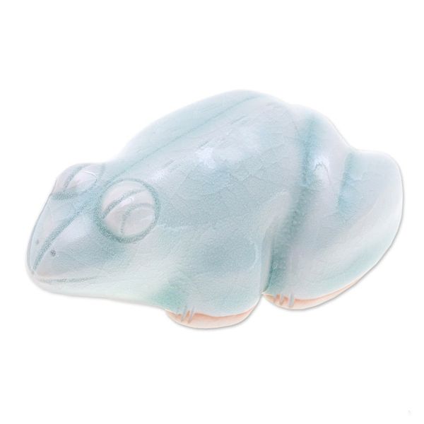 Alternate image for Handmade Celadon Ceramic Figurine Thai Frog