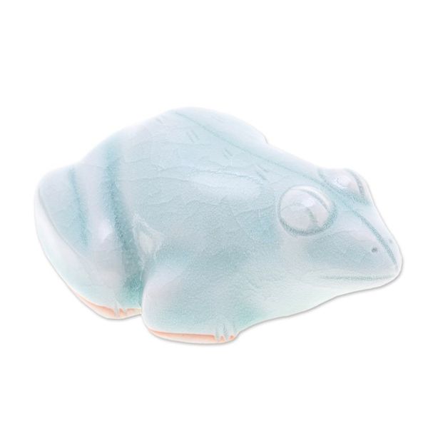 Alternate image for Handmade Celadon Ceramic Figurine Thai Frog