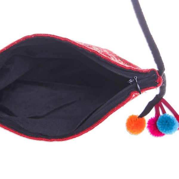 Alternate image for Traditional Elephant-Themed Floral Red Sling with Pompoms Elephants Joy