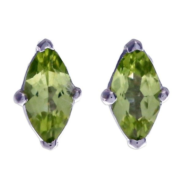Alternate image for Polished Button Earrings with Marquise-Shaped Peridot Gems The Fortunate Marchioness