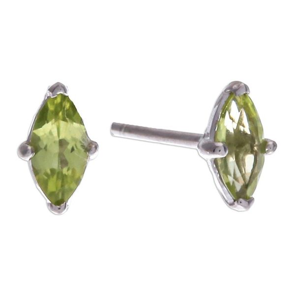 Alternate image for Polished Button Earrings with Marquise-Shaped Peridot Gems The Fortunate Marchioness