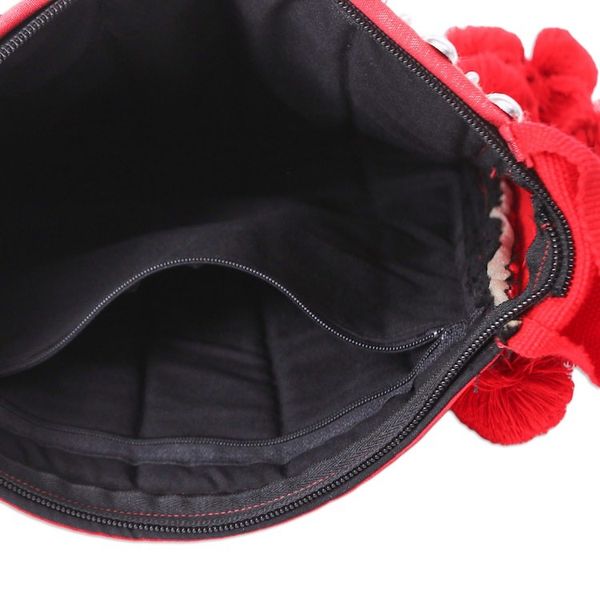 Alternate image for Traditional Floral Patterned Red Beaded Cotton Sling Red Customs