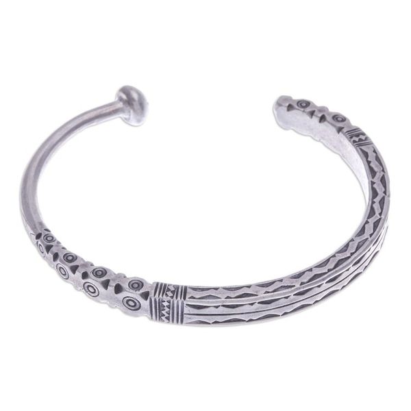 Alternate image for Hill Tribe-Themed Silver Cuff Bracelet from Thailand Legacy Luxury
