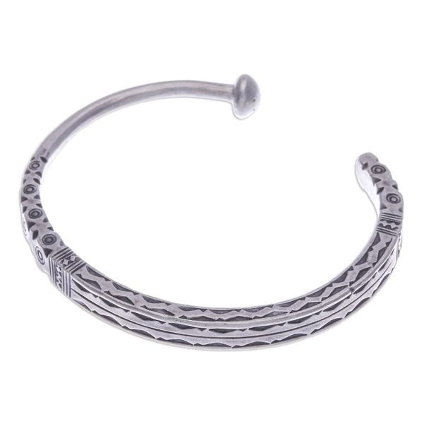 Alternate image for Hill Tribe-Themed Silver Cuff Bracelet from Thailand Legacy Luxury