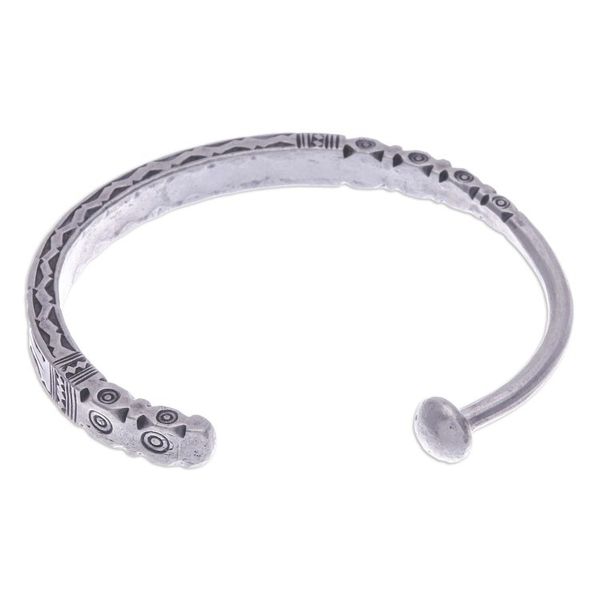 Alternate image for Hill Tribe-Themed Silver Cuff Bracelet from Thailand Legacy Luxury