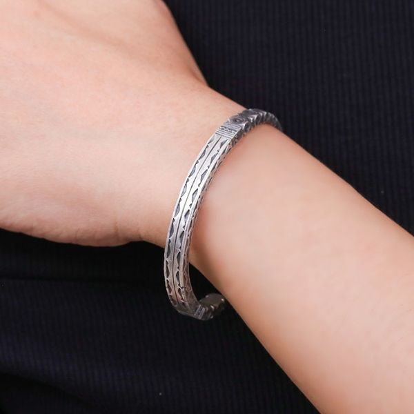 Alternate image for Hill Tribe-Themed Silver Cuff Bracelet from Thailand Legacy Luxury