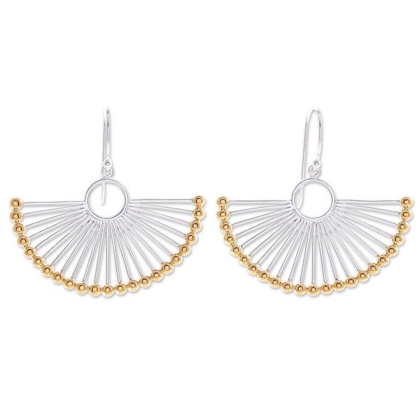 Alternate image for Hand Crafted Gold-Accented Dangle Earrings Palace Fan
