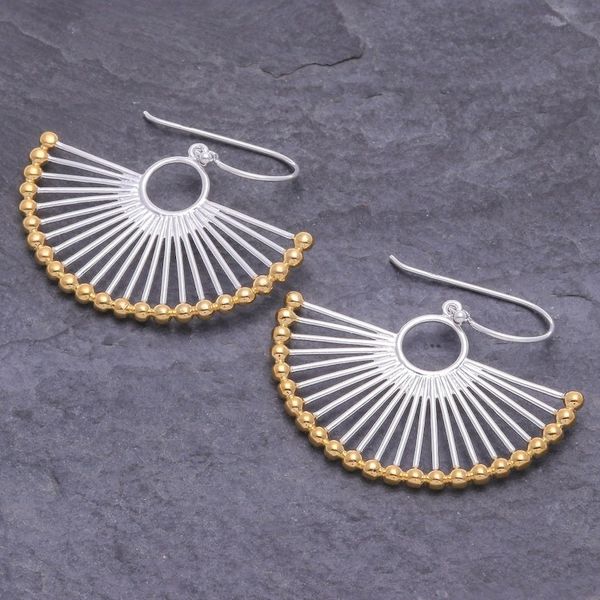 Alternate image for Hand Crafted Gold-Accented Dangle Earrings Palace Fan