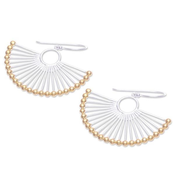 Alternate image for Hand Crafted Gold-Accented Dangle Earrings Palace Fan